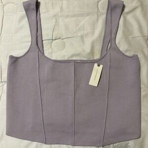 Anthropologie Lavender Fitted Bustier Crop Top